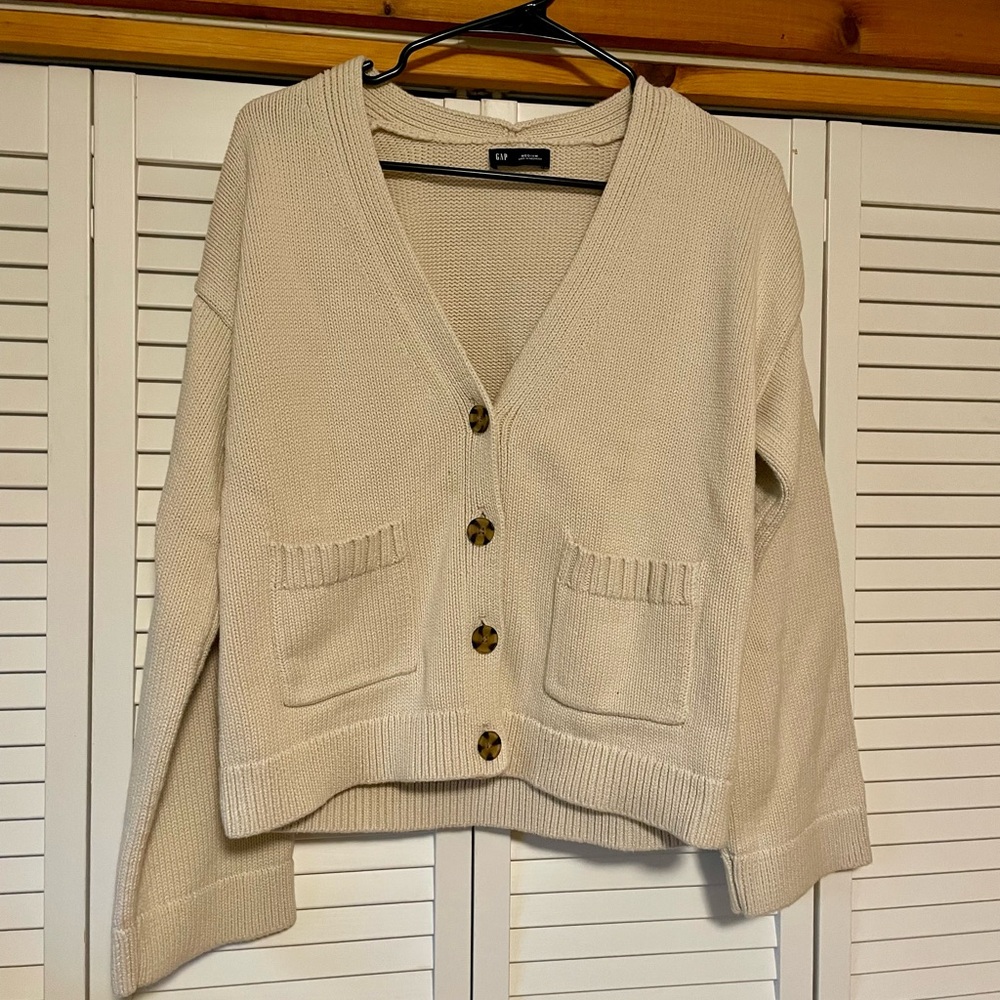 GAP Cream Button-Up Cardigan Sweater